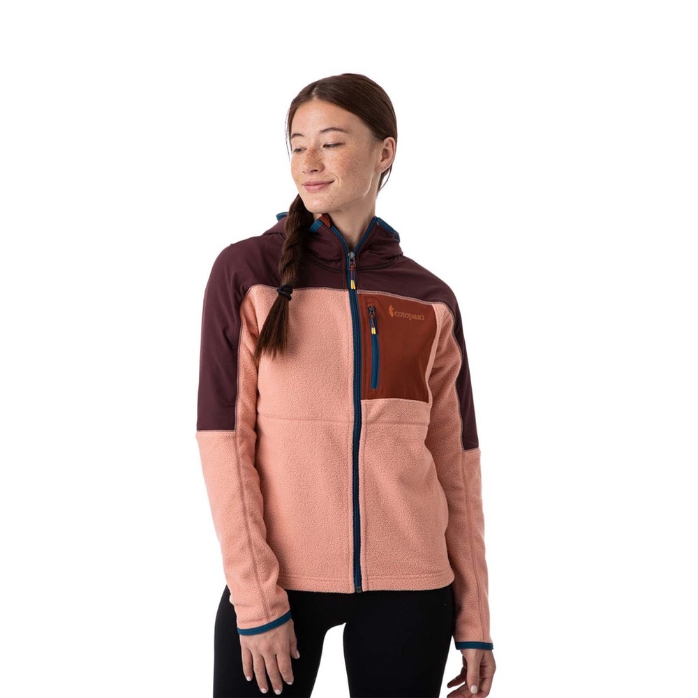 Cotopaxi Abrazo Hooded Full-Zip Fleece Jacket - Peach and Maroon